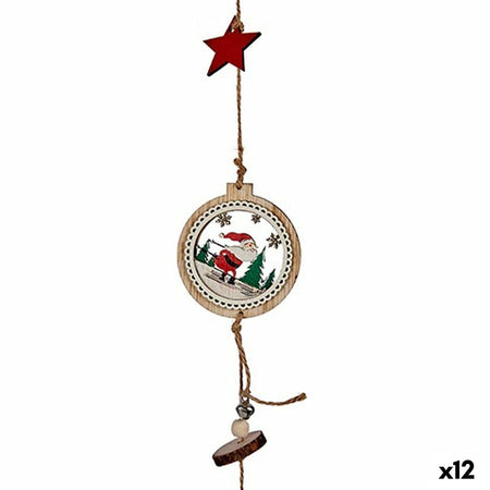 Guirlande de Noël Père Noël Blanc Marron Rouge Bois 7 x 0,5 x 110 cm (12 Unités) - Sapin Belge