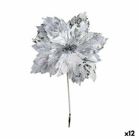Fleur décorative Blanc Plastique 32 x 48 x 32 cm (12 Unités) - Sapin Belge