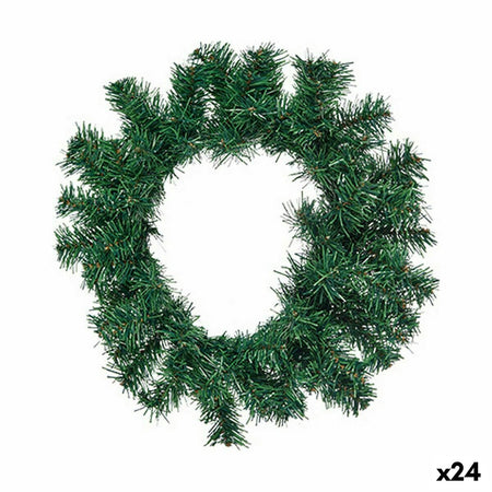 Couronne de Noël Vert Plastique 35 x 9 x 35 cm (24 Unités) - Sapin Belge