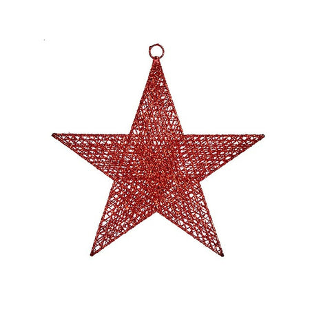 Décorations de Noël Étoile Rouge Métal 30 x 32 x 0,5 cm (24 Unités) - Sapin Belge