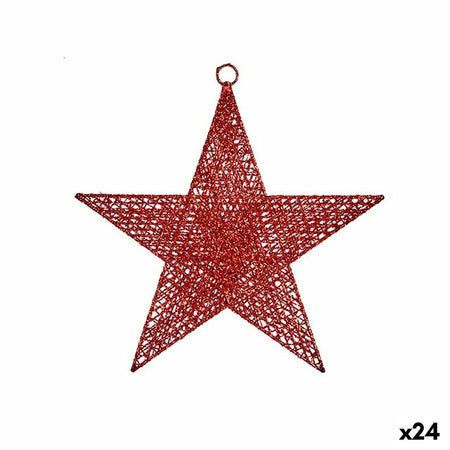 Décorations de Noël Étoile Rouge Métal 30 x 32 x 0,5 cm (24 Unités) - Sapin Belge
