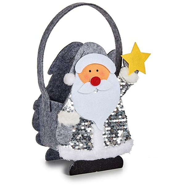 Panier décoratif Père Noël Gris 16 x 20 x 10 cm (36 Unités) - Sapin Belge