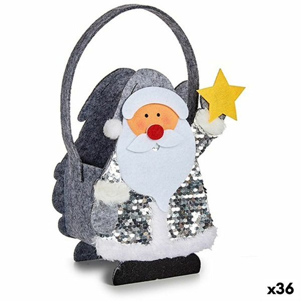 Panier décoratif Père Noël Gris 16 x 20 x 10 cm (36 Unités) - Sapin Belge