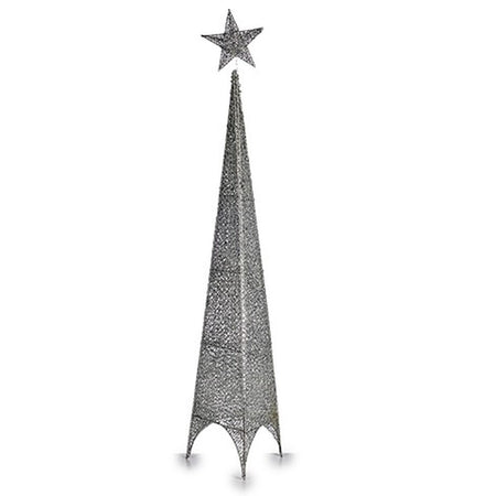 Sapin de Noël Tour Étoile Argenté Métal Plastique 28 x 127 x 28 cm (6 Unités) - Sapin Belge