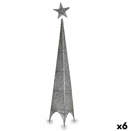 Sapin de Noël Tour Étoile Argenté Métal Plastique 28 x 127 x 28 cm (6 Unités) - Sapin Belge