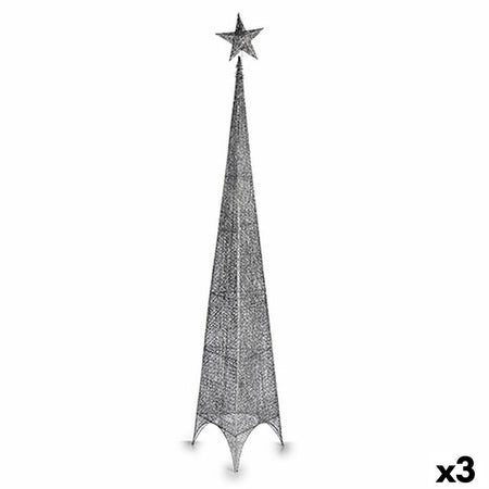 Sapin de Noël Étoile Tour Argenté Métal Plastique 42 x 218 x 42 cm (3 Unités) - Sapin Belge