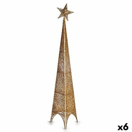 Sapin de Noël Tour Étoile Doré Métal Plastique 28 x 127 x 28 cm (6 Unités) - Sapin Belge