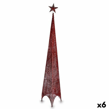 Sapin de Noël Tour Étoile Rouge Métal Plastique 34 x 154 x 34 cm (6 Unités) - Sapin Belge