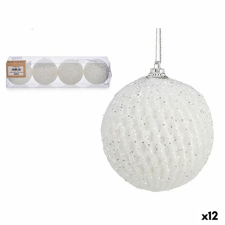 Lot de boules de Noël Blanc polystyrène (12 Unités) - Sapin Belge