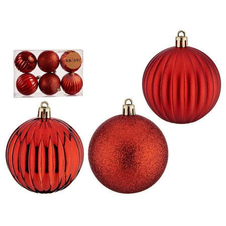 Lot de boules de Noël Avec relief Rouge PVC Ø 7 cm (12 Unités) - Sapin Belge