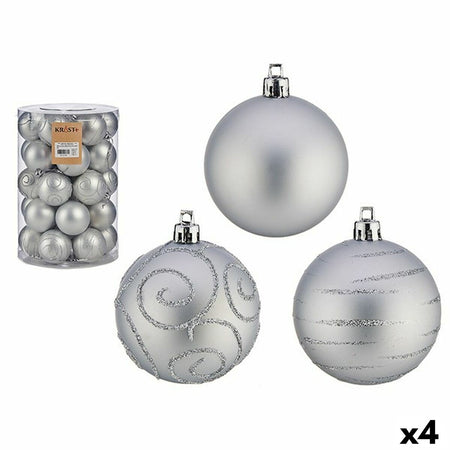 Lot de boules de Noël Argenté PVC Ø 6 cm (4 Unités) - Sapin Belge