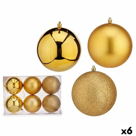 Lot de boules de Noël Doré PVC Ø 12 cm (6 Unités) - Sapin Belge