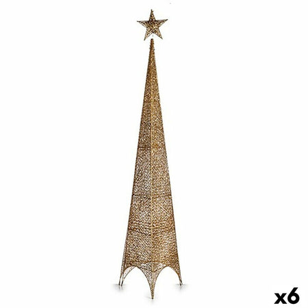Sapin de Noël Étoile Tour Doré Métal Plastique 34 x 154 x 34 cm (6 Unités) - Sapin Belge