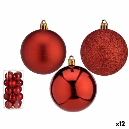 Lot de boules de Noël Ø 7 cm Rouge Plastique (12 Unités) - Sapin Belge