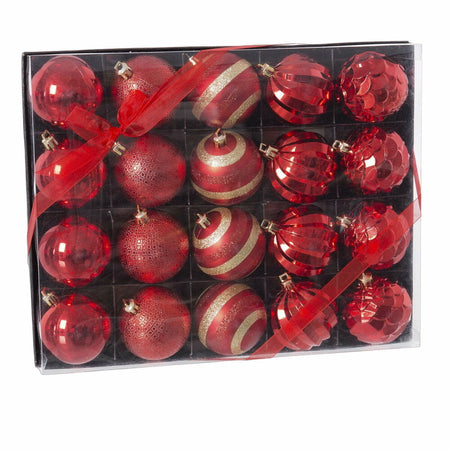 Boules de Noël Rouge Plastique 6 x 6 x 6 cm (20 Unités) - Sapin Belge